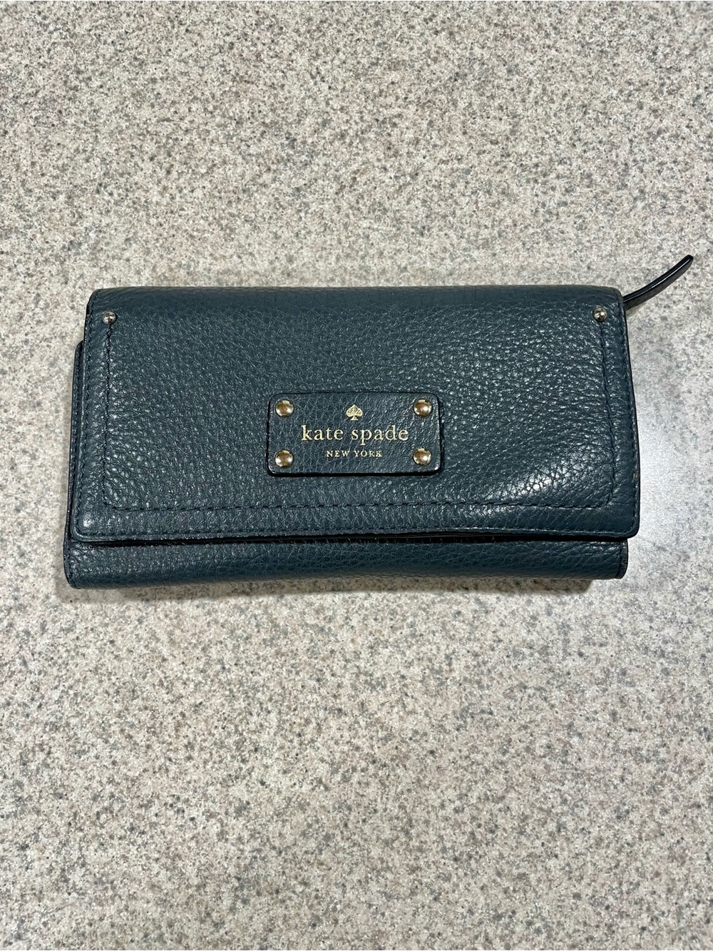 Kate Spade New York Pebbled Leather Trifold Wallet - Dark Gray